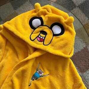 Rare 2014 Adventure Time Jake Hooded Robe | Yellow Plush Fleece | OSFA